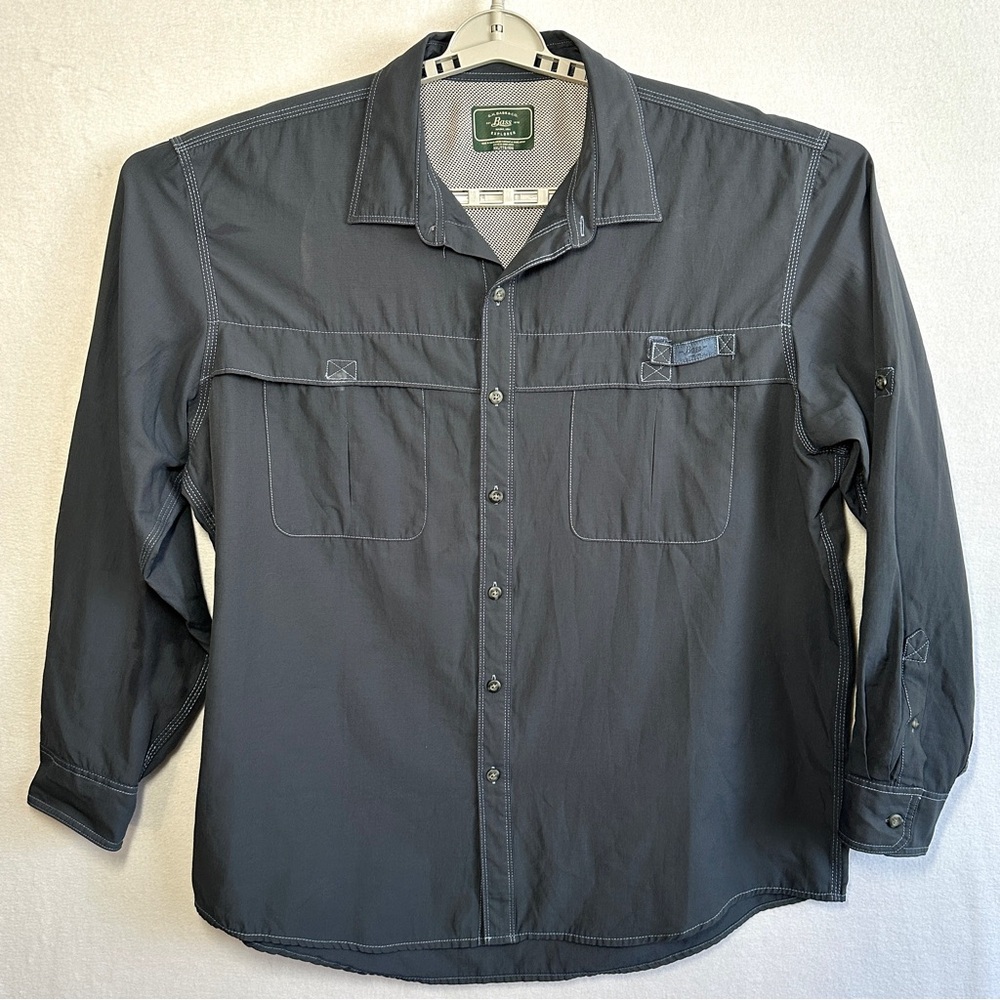 GH Bass & Co Explorer Shirt Men's XXL Gray Long Sleeve Sportsman Mesh Vented